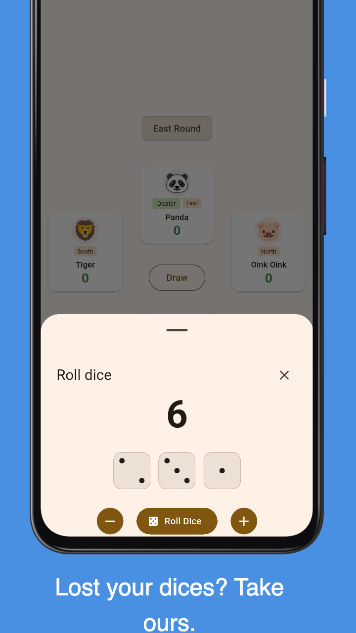 Mahjong Score: dice roll for seating or enforcement