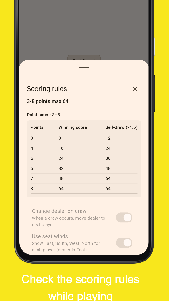 Mahjong Score: scoring rules viewer